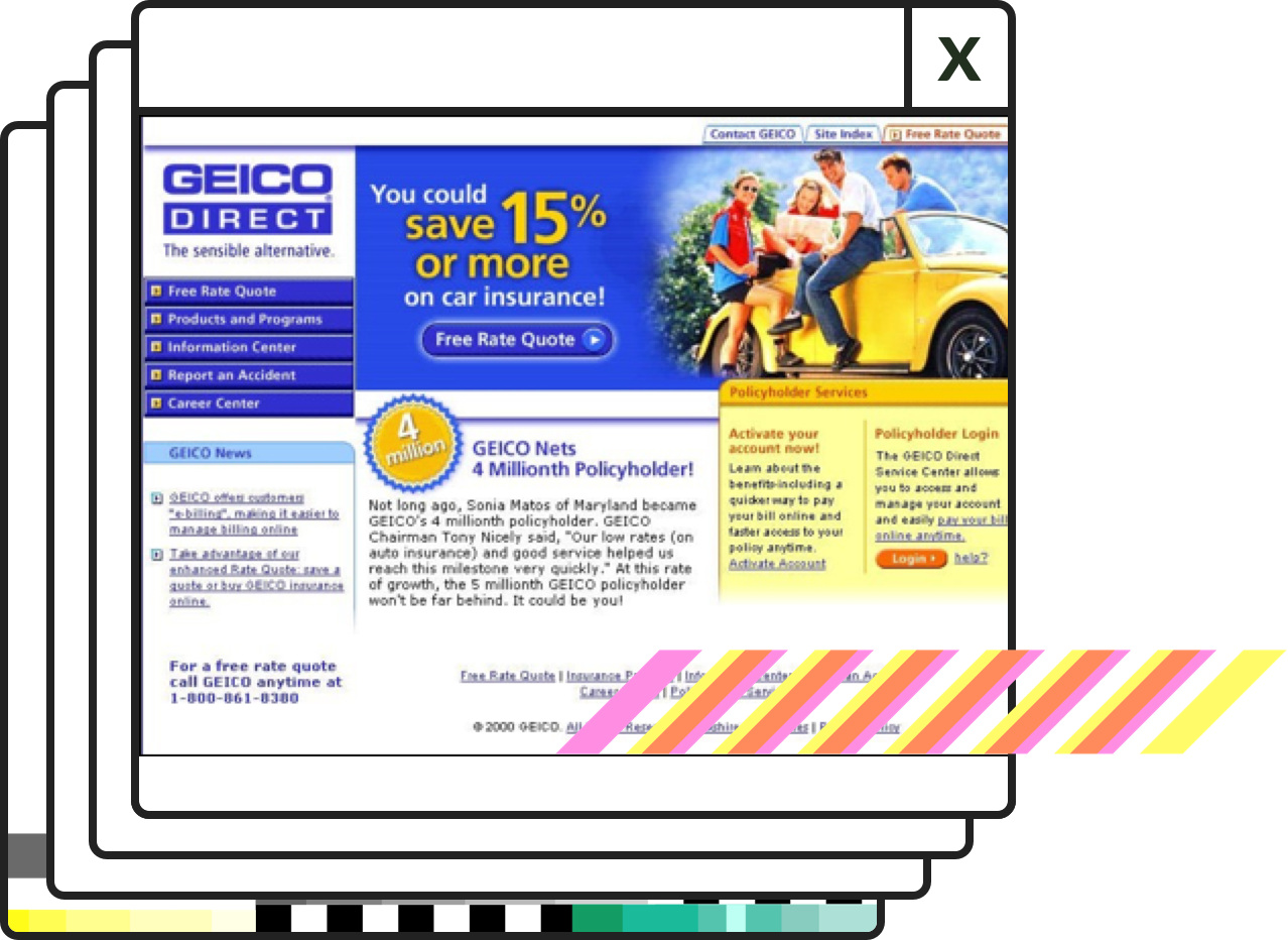 Screenshot of GEICO.com in 2000
